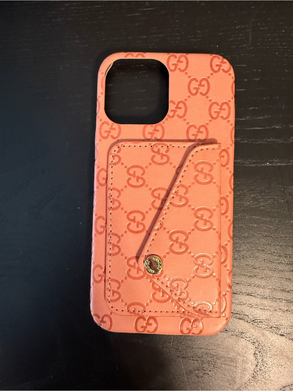 Gucci Coral Pink GG Card Pocket iPhone Case